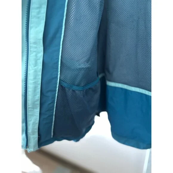 L.L. Bean Jacket S Reg Waterproof Hooded Rain Teal Blue Hiking Travel Gorpcore - Picture 12 of 15